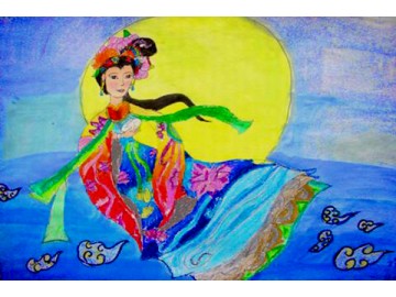 任唯一 9岁画 《嫦娥奔月》